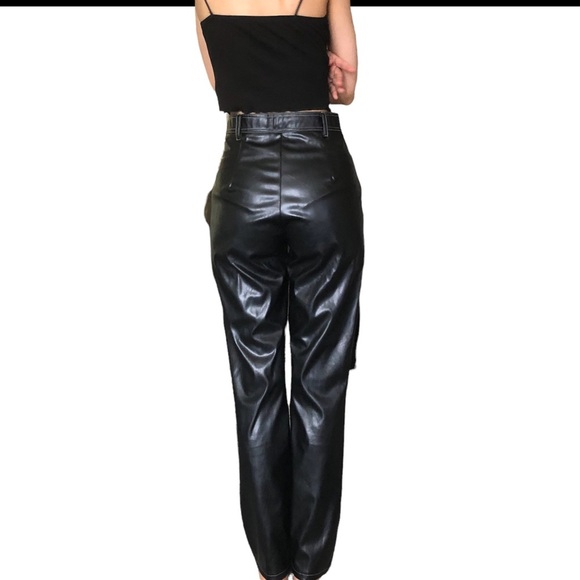 Prettylittlethings faux-leather Biker Straight-leg Pants - Picture 3 of 7